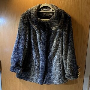 Perry Ellis Brown/Tan Snap Button Teddy Jacket- Size M